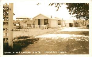 1930s Yarmouth Maine Royal River Cabins Route 1 roadside RPPC real photo 274