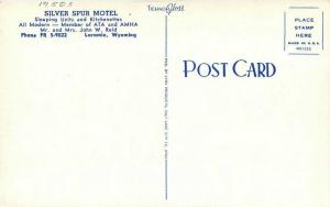 Laramie Wyoming 1950s Silver Spur Motel roadside Postcard Lynx Tichnor 4089