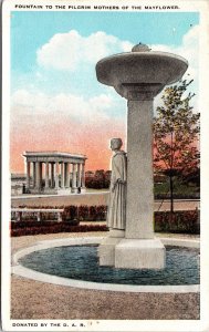 VINTAGE POSTCARD FOUNTAIN TO THE PILGRIM MOTHERS OF THE MAYFLOWER PLYMOUTH MASS