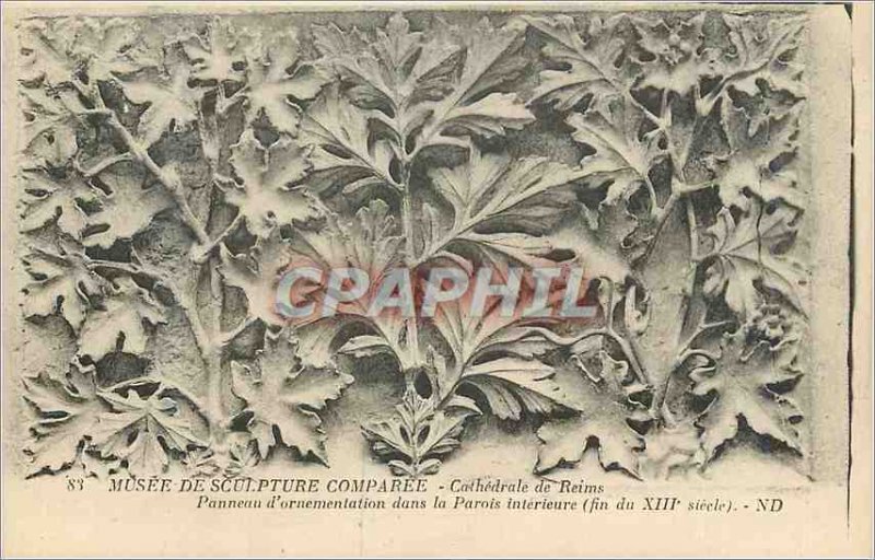 Old Postcard Sculpture Museum Comparee cathedral of Reims panel Ornamentation...