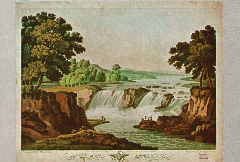 Postcard Great Falls Of The Potomac Aquatinted Lithograph Atkins & Nightingale