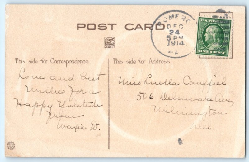 Pretty Lady Girl Christmas Postcard Bergman