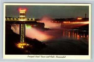 Niagara Falls NY- New York, Prospect Point Tower & Falls, Chrome Postcard