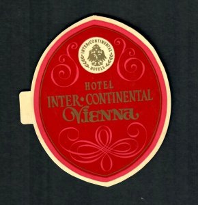 Vintage Hotel Inter-Continental Vienna Original Luggage Label size 3 1/4 x 4