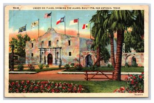 The Alamo Under Six Flags San Antonio Texas TX UNP Linen Postcard N18