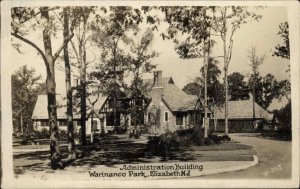 Elizabeth New Jersey NJ Warinanco Park Admin Bldg c1920 Real Photo Postcard