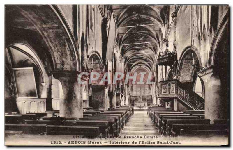 Old Postcard Arbois Interior of the Church of St Just