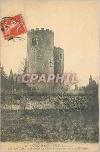 Postcard Old Cinq Mars la Pile (I and L) The Two Towers Only Vestige du Chateau