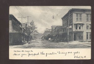 MOUNT MT. CARMEL PENNSYLVANIA OAK STREET SCENE DOWNTOWN VINTAGE POSTCARD