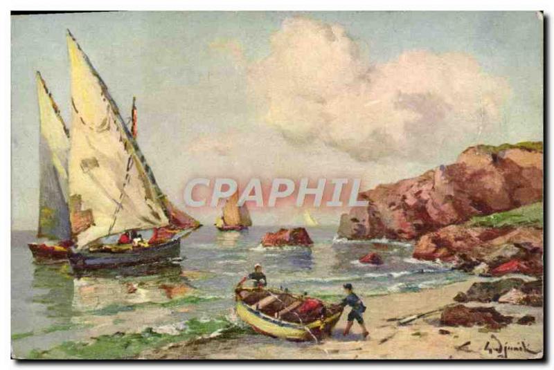 Old Postcard Boats Fishing Boat of the Mediterranean