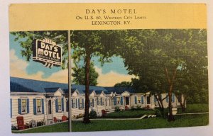 1940s DAY'S MOTEL U.S. 60 Motor Court Lexington Kentucky KY Postcard