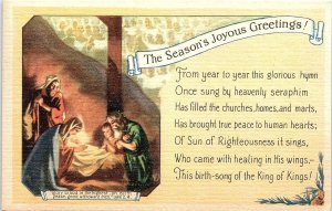 c1920 CHRISTMAS JOYOUS GREETING NATIVITY SCENE POSTCARD 41-4