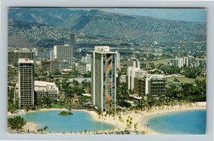 Hilton Hawaiian Village Hotel Rainbow Tower Advertisement Chrome Hawaii Postcard