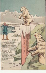 POLAR BEAR / NORTH POLE A/S Gill comic postcard HUNTING