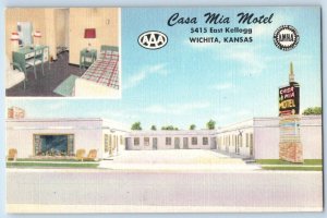 1940 Wichita Kansas Postcard Casa Mia Motel East Kellogg My Home Hotel Inn
