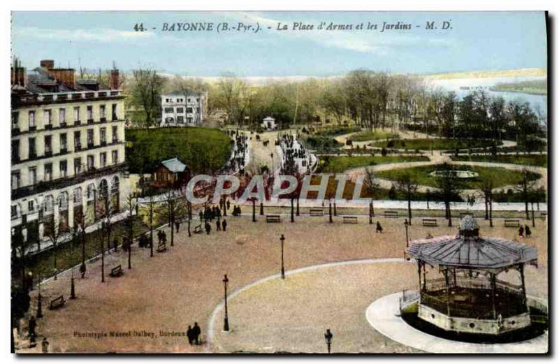 Old Postcard Bayonne Place d & # 39armes and gardens