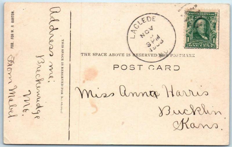 LACLEDE, Missouri  MO   FIRST M.E. CHURCH  1908  Linn County  Postcard