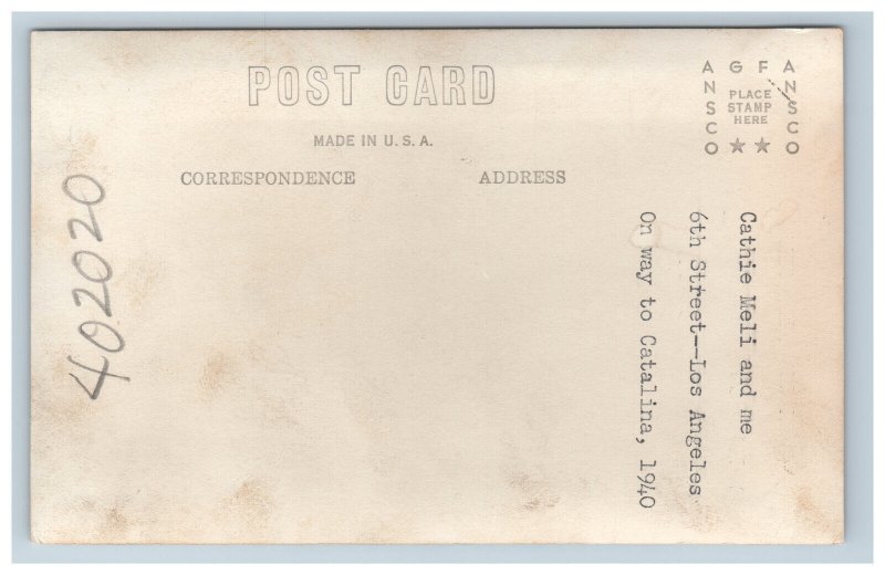 1940 RPPC Women Walking Los Angeles Street Real Photo Postcard