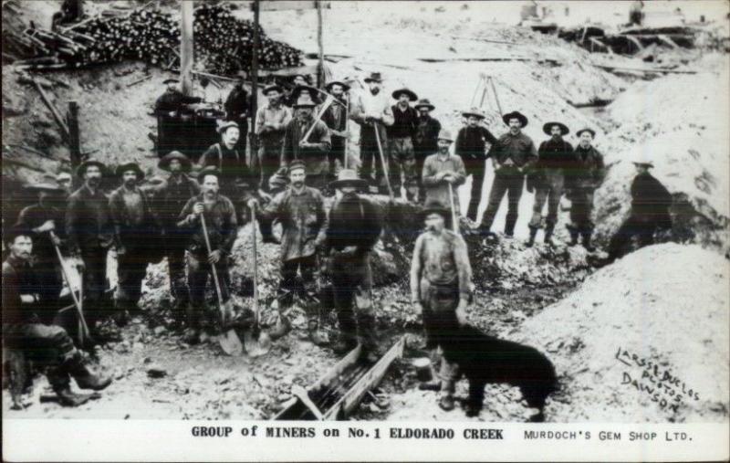 Alaska - Gold Miners Eldorado Creek REPRINT Real Photo Postcard c1950s-60s