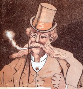 1880s E.F Richardson Meats Poultry & Game People Smoking Pipes Set Of 4 P197