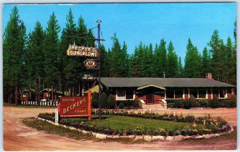 BANFF and JASPER, Alberta Canada  BECKER'S BUNGALOW'S Roadside Postcard