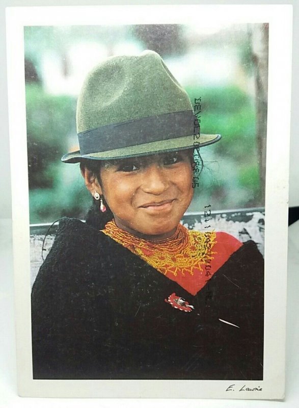 Young Girl in SaraGuro Ecuador Vintage Postcard 2001 Photo by Eric Lawrie