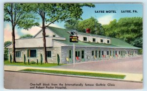 SAYRE, Pennsylvania PA ~ Roadside SAYRE MOTEL ca 1950s   Postcard