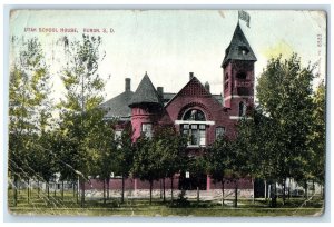 1910 Utah School Building House Huron South Dakota SD Posted Antique Postcard