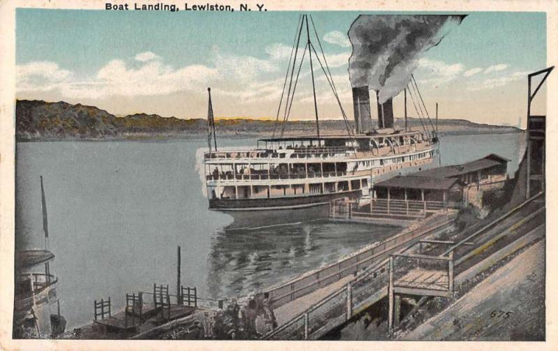 Lewiston New York birds eye view boat landing antique pc Y12388