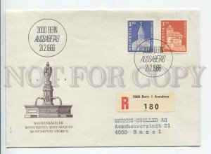 445058 Switzerland 1966 FDC monuments definitive stamps posted registered Bern