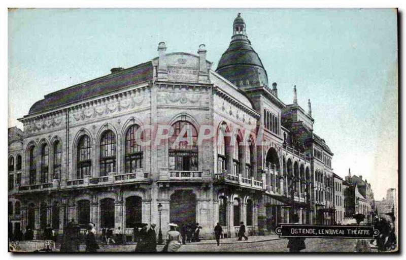 Old Postcard Ostend Belgium The new theater