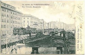 00026 VINTAGE POSTCARD: GENOA - SAMPIERDARENA - TRAIN!-