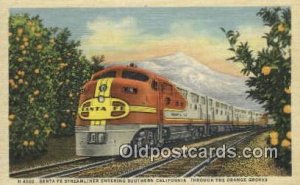 Santa Fe Streamliner, Orange Groves, CA, CA USA Trains, Railroads Unused 