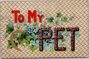 To My Pet blue forget-me-nots horseshoe