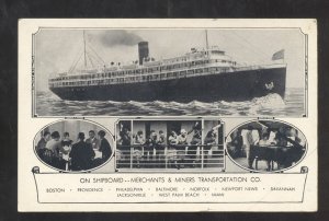 MERCHANTS & MINERS TRANSPORTATION COMPANY SHIP VINTAGE ADVERTISING POSTCARD