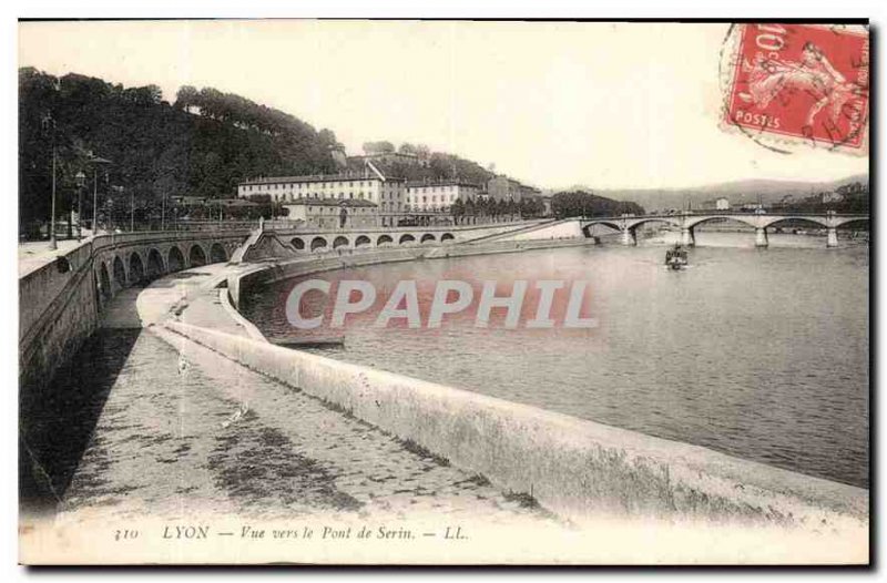 Postcard Old Lyon view to the Bridge Serin