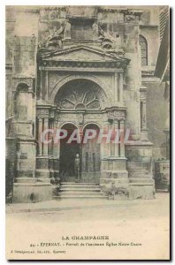 Old Postcard Epernay Champagne of the ancient Church of Notre Dame Portal