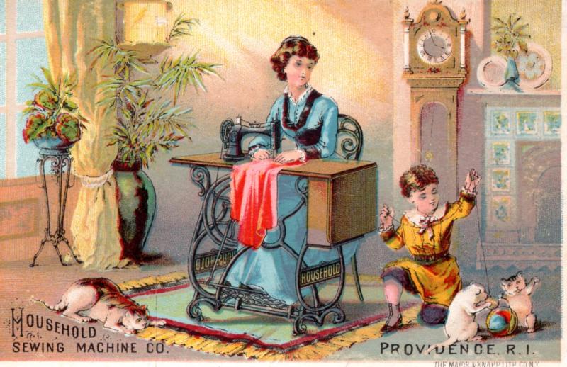 VICTORIAN TRADE CARD, HOUSEHOLD SEWING MACHINE CO.