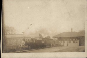 Unidentified RR Train Station Depot c1905 Real Photo Postcard