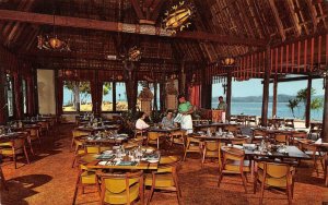 FIJIAN DINING ROOM Yanuca Bay, Fiji Restaurant Interior c1950s Vintage Postcard