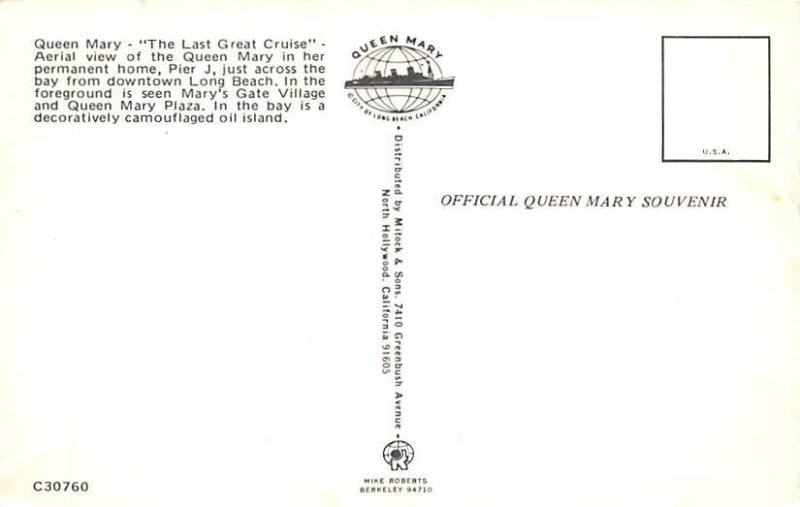 Queen Mary Long Beach California, USA Cunard Line Ship Unused 