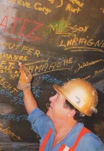 French Euro Channel Tunnel Workers Autograph Wall Postcard