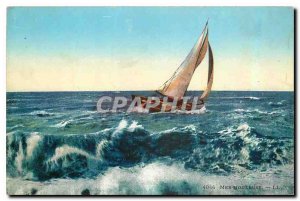 Old Postcard stormy Sea Boat