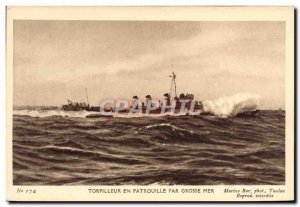 Old Postcard Boat War by heavy sea patrol Torpilleur