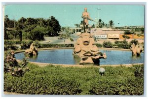 1961 Plaza Nueva Toledo Statue Sculpture Fountain Road Cumana Venezuela Postcard 