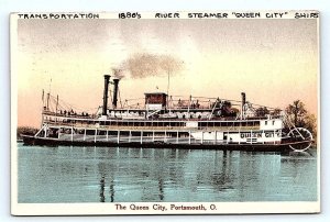 PORTSMOUTH, OH Ohio ~ STERNWHEEL STEAMBOAT QUEEN CITY 1930  Postcard