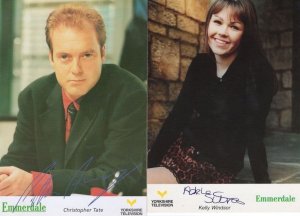 Kelly Windsor Christopher Tate 2x Emmerdale Signed Cast Photo s