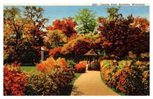 Postcard PARK SCENE Kenosha Wisconsin WI AS6699