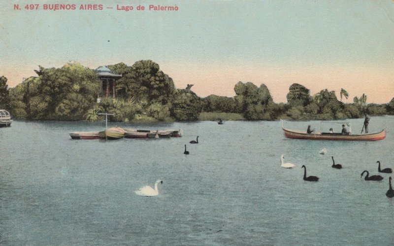 Palermo Buenos Aires Lago Argentina Rowing Boat Old Postcard