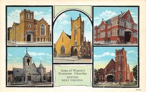 B25/ Weston West Virginia WV Postcard 1937 5View Protestant Churches